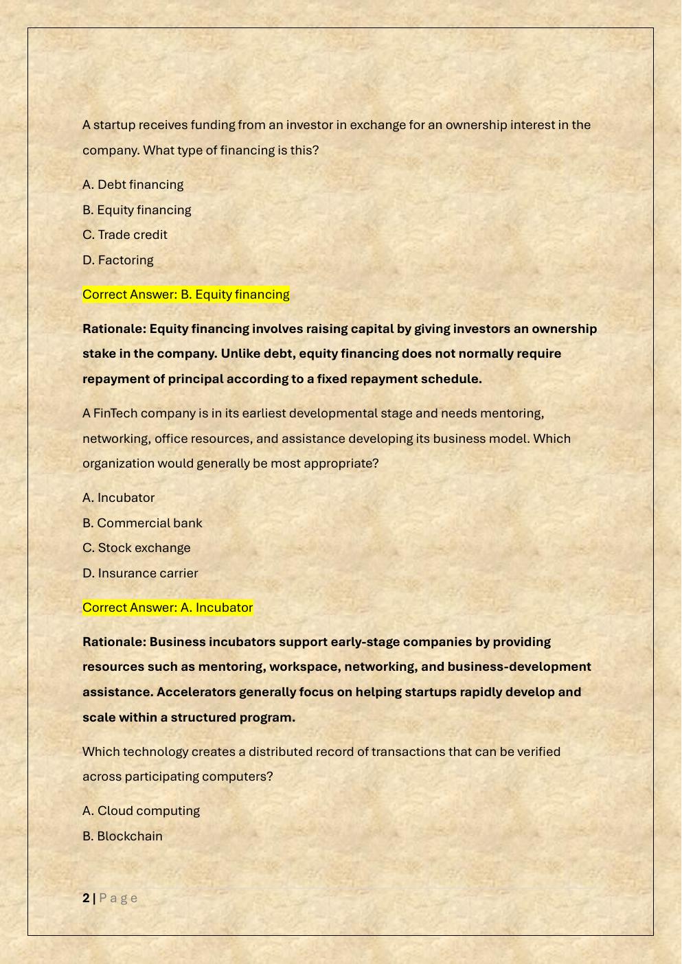 Preview page 2 of WGU D367 OBJECTIVE-ASSESSMENT /D367  INNOVATION IN FINANCE OA