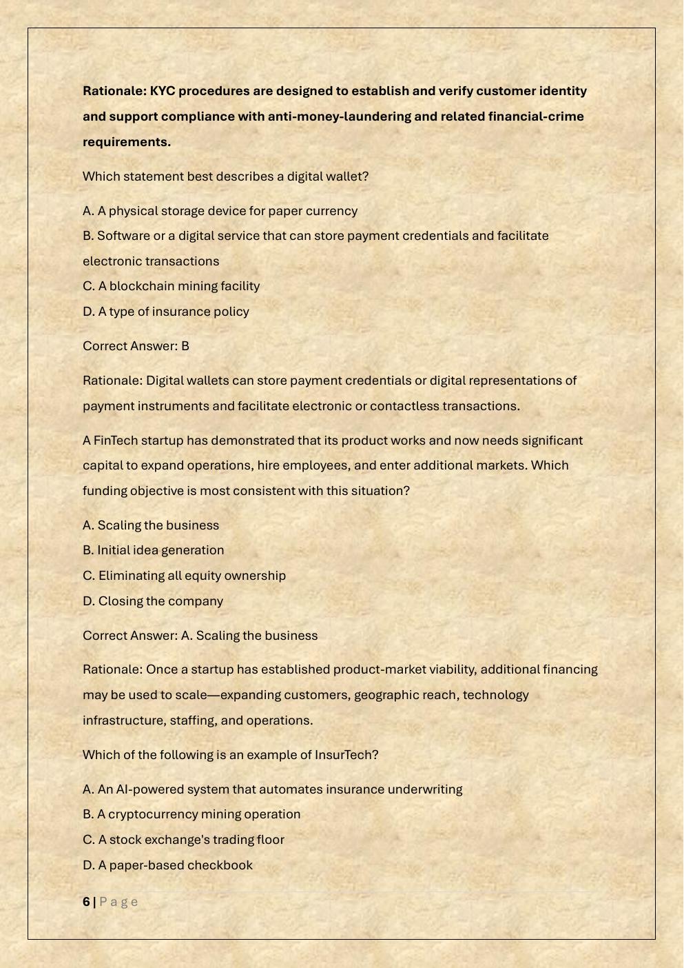 Preview page 6 of WGU D367 OBJECTIVE-ASSESSMENT /D367  INNOVATION IN FINANCE OA
