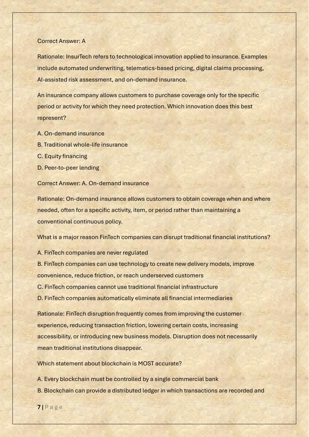 Preview page 7 of WGU D367 OBJECTIVE-ASSESSMENT /D367  INNOVATION IN FINANCE OA