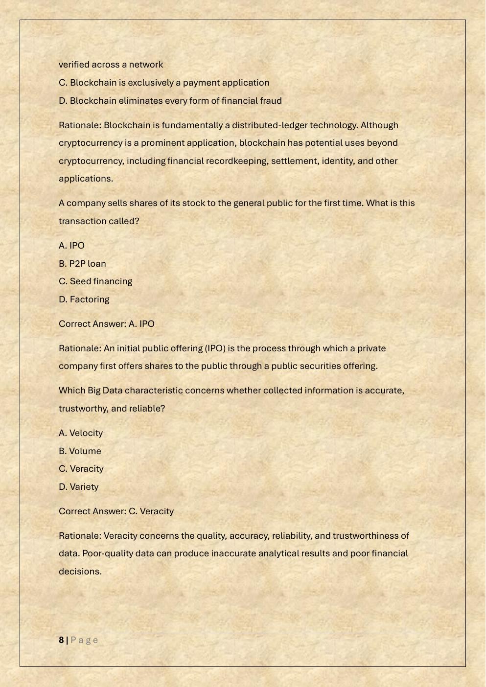 Preview page 8 of WGU D367 OBJECTIVE-ASSESSMENT /D367  INNOVATION IN FINANCE OA