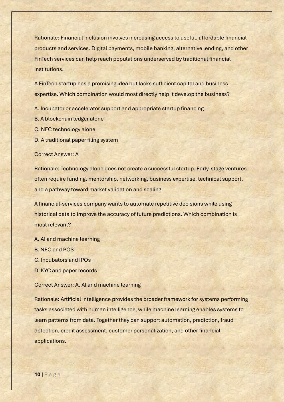 Preview page 10 of WGU D367 OBJECTIVE-ASSESSMENT /D367  INNOVATION IN FINANCE OA