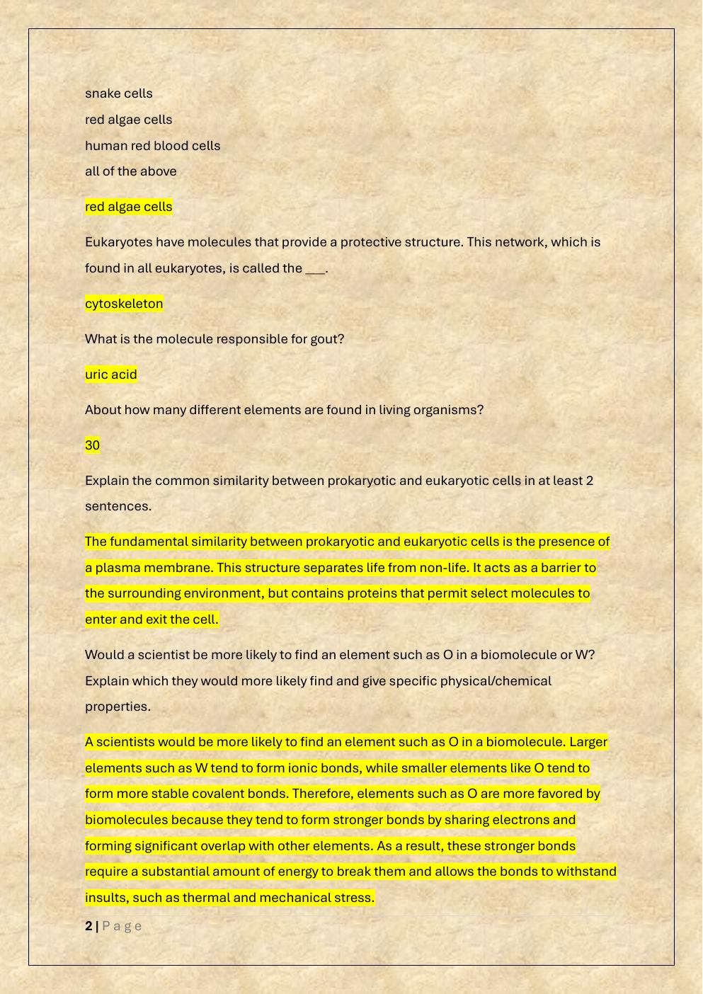 Preview page 2 of BIOCHEMISTRY CHEM 210 EXAM PREP