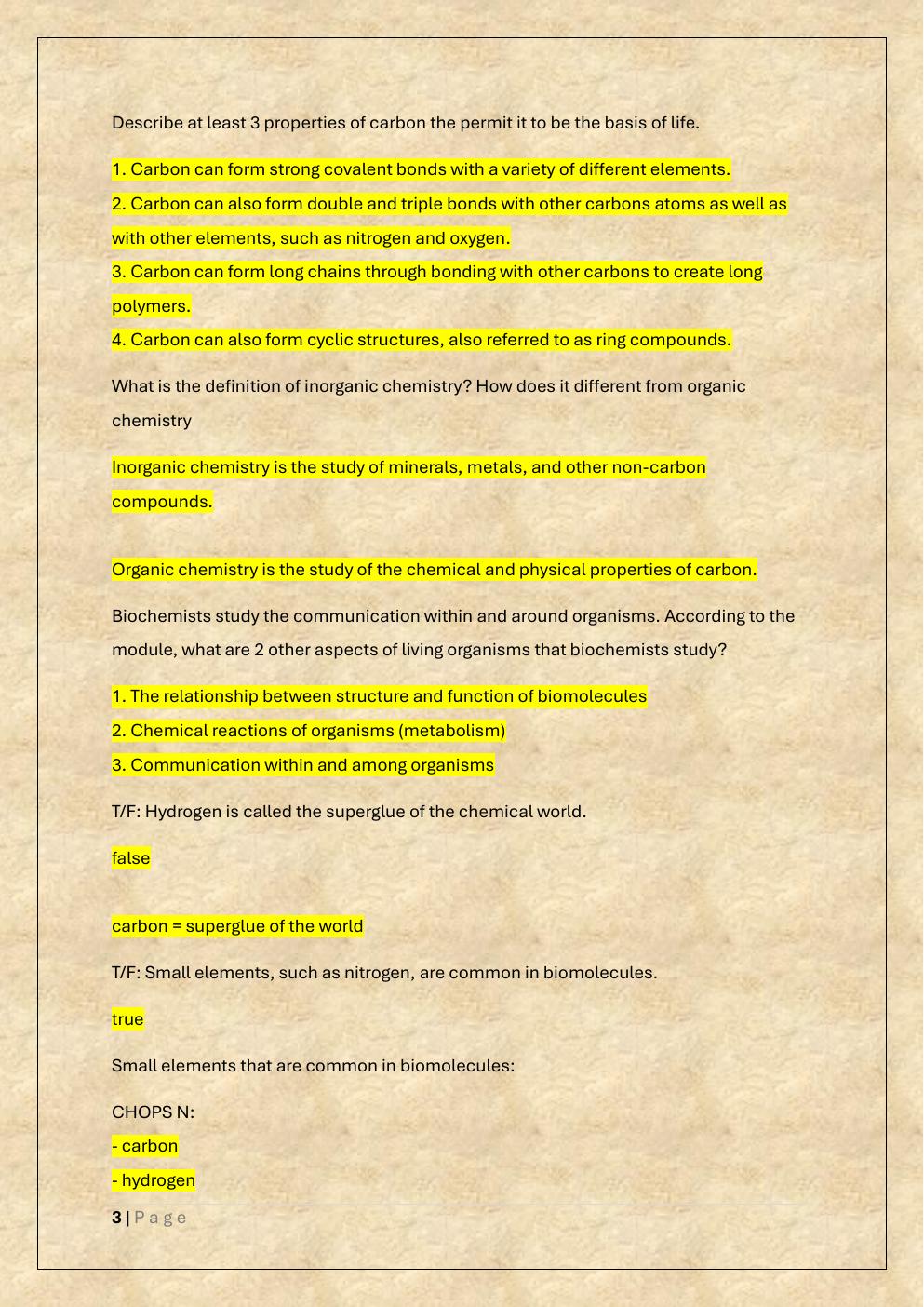 Preview page 3 of BIOCHEMISTRY CHEM 210 EXAM PREP