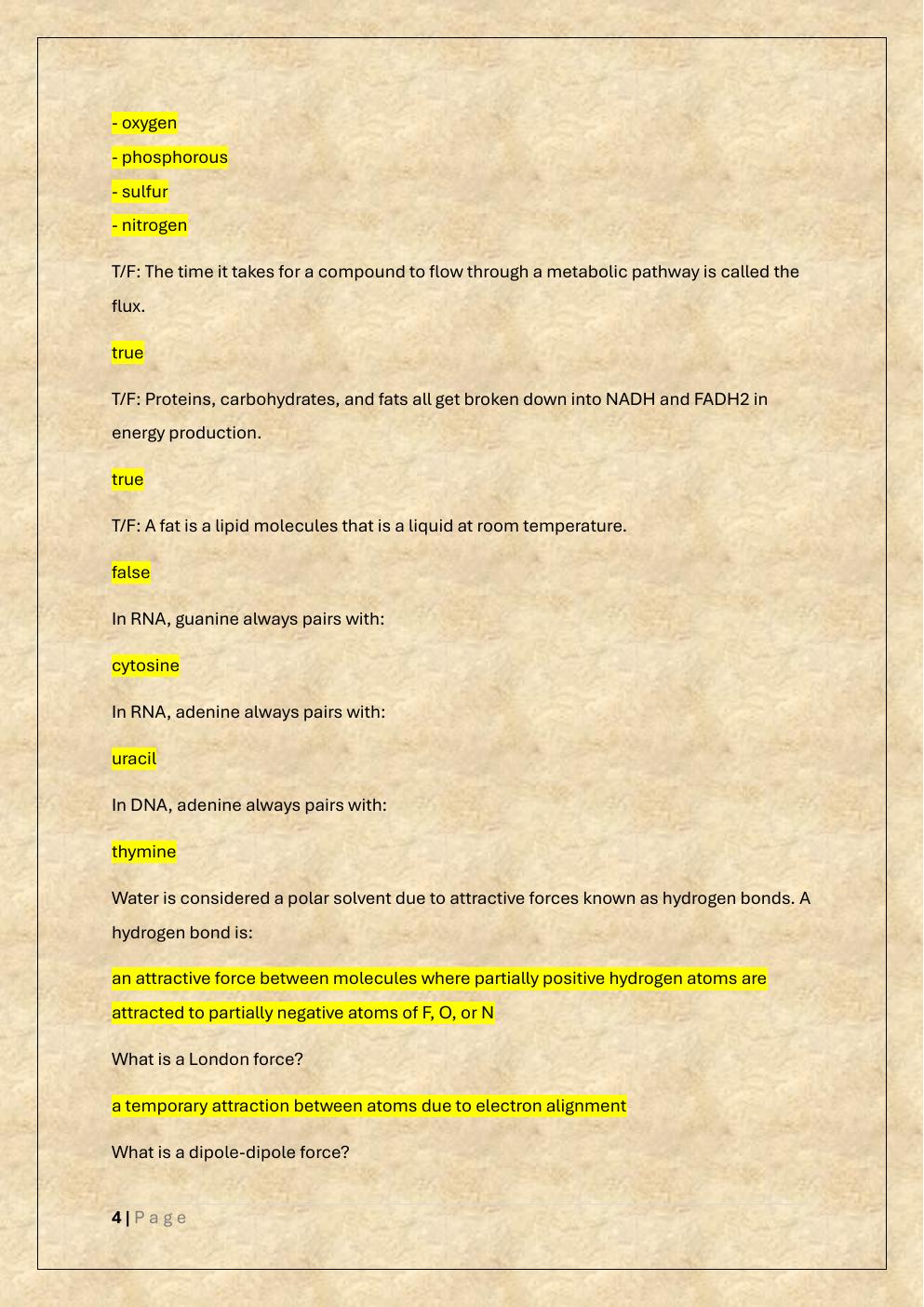 Preview page 4 of BIOCHEMISTRY CHEM 210 EXAM PREP