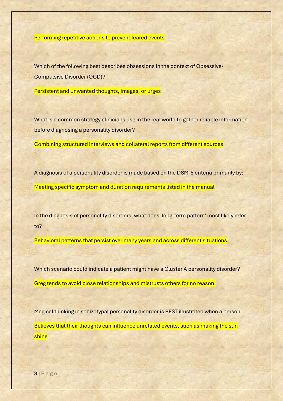 Preview page 3 of CLINICAL PSYCHOLOGY FINAL PRACTICE  EXAM /PSYC 3303 FINAL EXAM