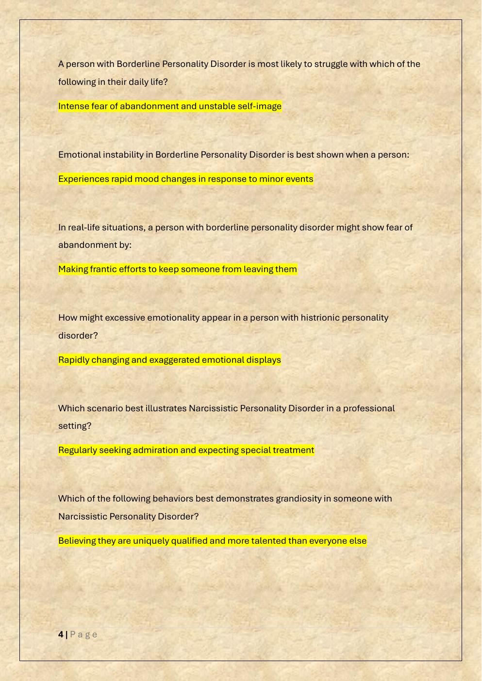 Preview page 4 of CLINICAL PSYCHOLOGY FINAL PRACTICE  EXAM /PSYC 3303 FINAL EXAM