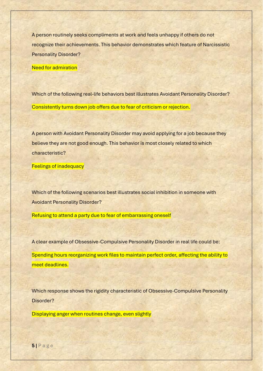 Preview page 5 of CLINICAL PSYCHOLOGY FINAL PRACTICE  EXAM /PSYC 3303 FINAL EXAM