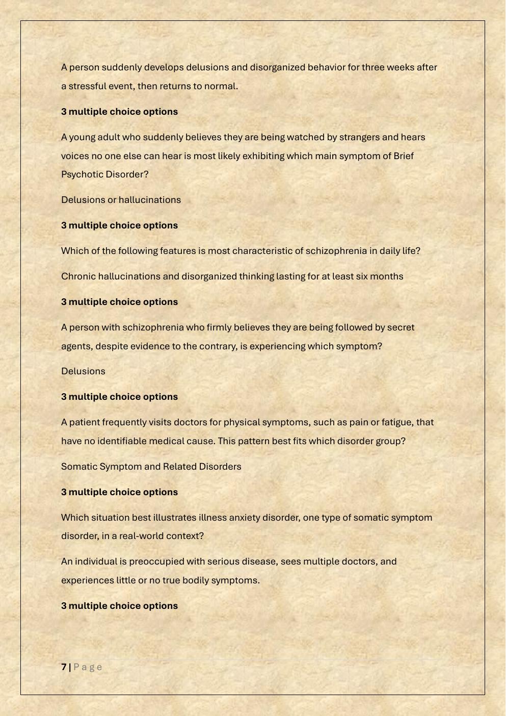 Preview page 7 of CLINICAL PSYCHOLOGY FINAL PRACTICE  EXAM /PSYC 3303 FINAL EXAM