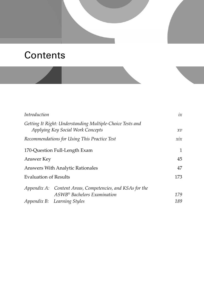 Preview page 8 of Social Work Licensing Bachelors Practice Test (170-Question Full-Length Exam) 3rd Edition By Dawn Apgar eBook PDF