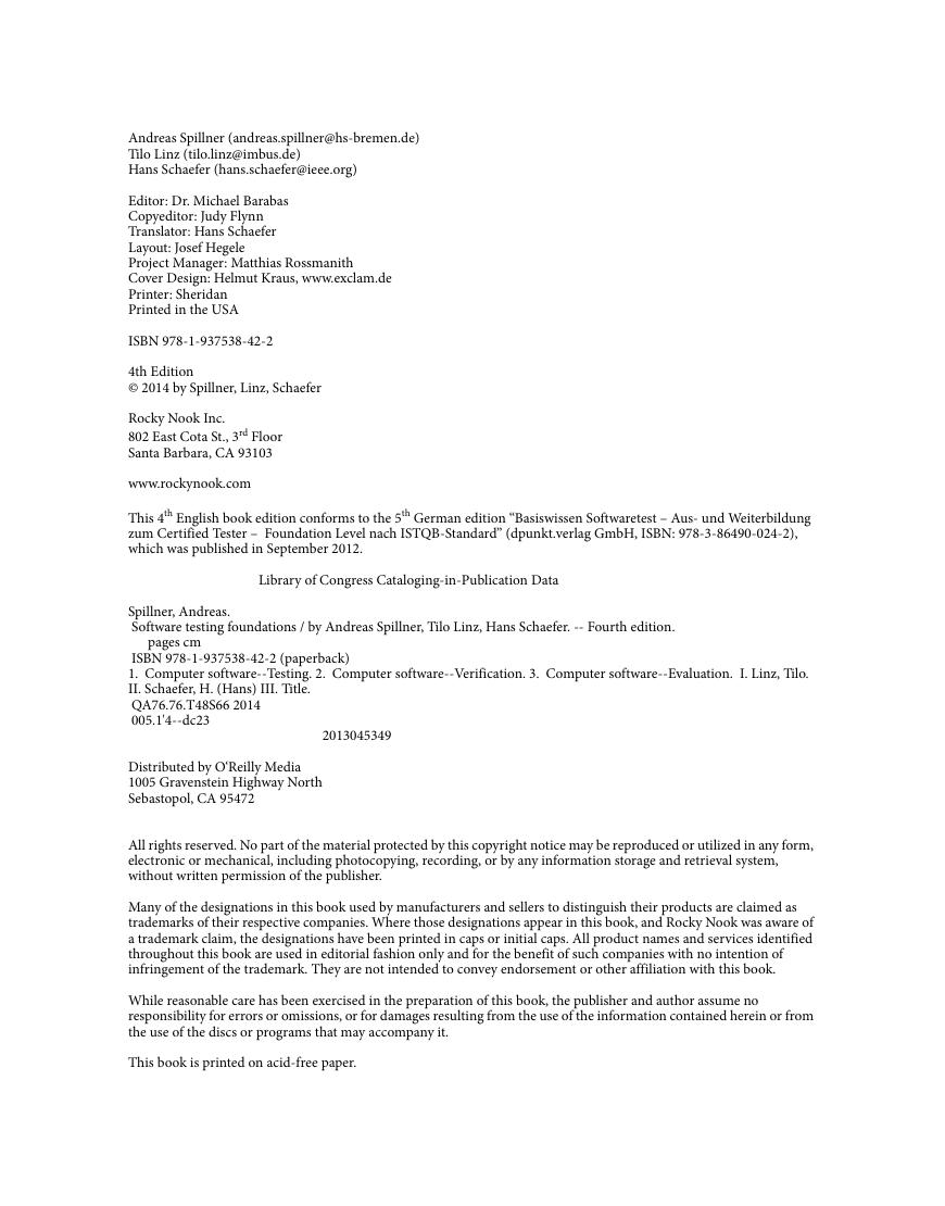 Preview page 5 of Software Testing Foundations A Study Guide for the Certified Tester Exam 4th Edition By Andreas Spillner, Tilo Linz, Han
