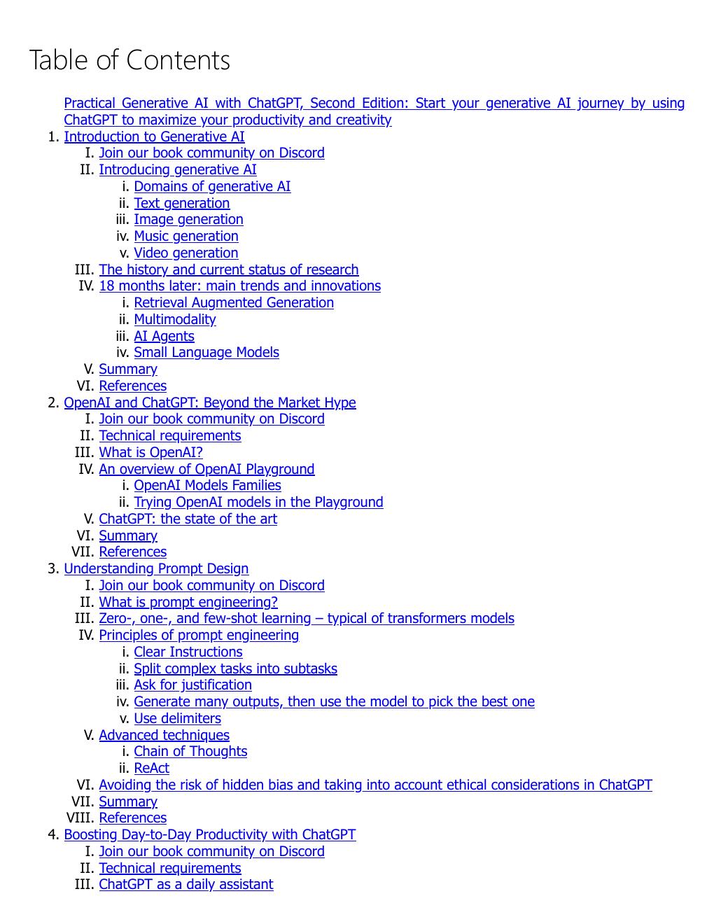 Preview page 3 of (EPUb) eBook Practical Generative AI with ChatGPT Unleash your prompt engineering potential with OpenAI technologies for