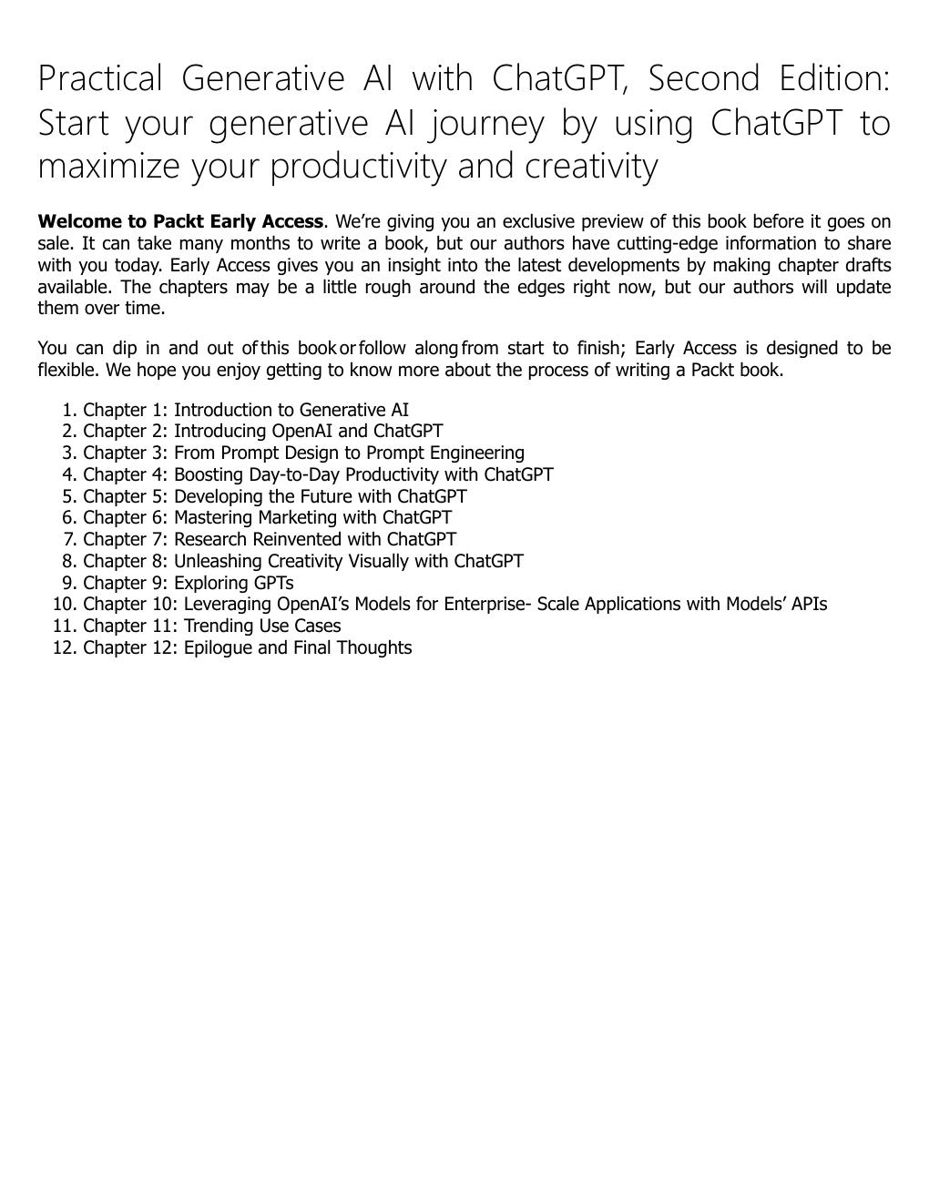 Preview page 5 of (EPUb) eBook Practical Generative AI with ChatGPT Unleash your prompt engineering potential with OpenAI technologies for