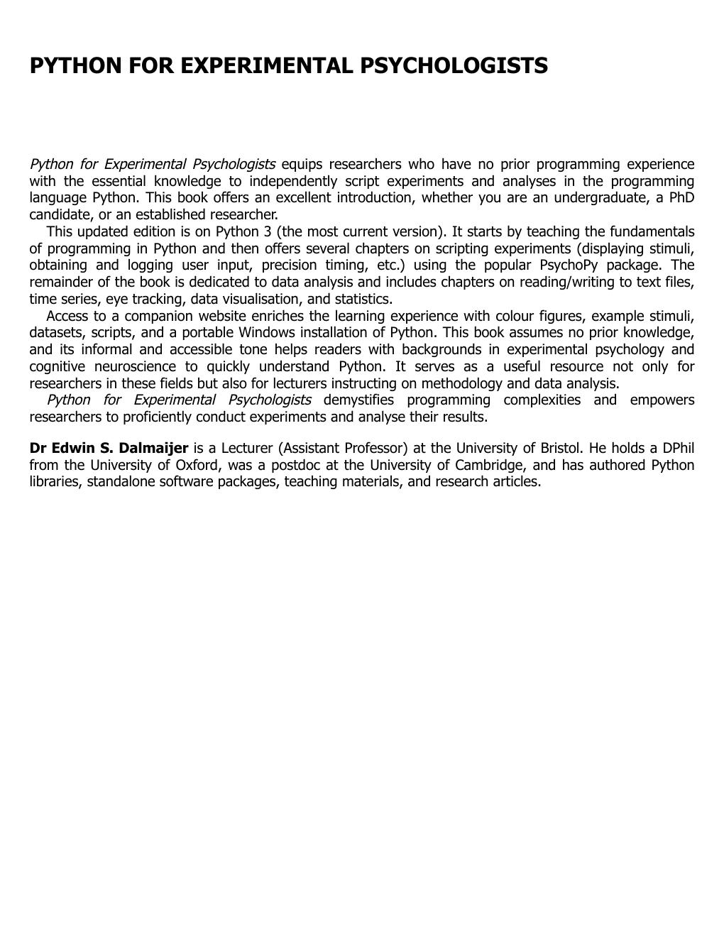 Preview page 5 of (EPUB) eBook Python for Experimental Psychologists A Fun Way of Learning How to Code Your Experiments and Analyses 2nd E