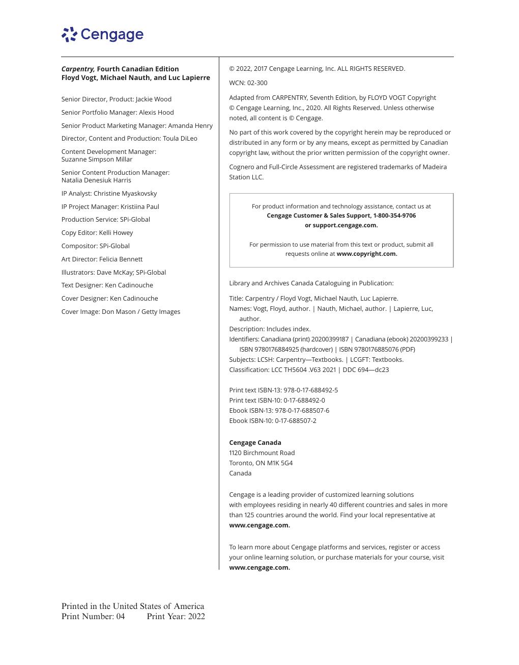 Preview page 4 of Carpentry 4th Canadian Edition By Floyd Vogt, Michael Nauth