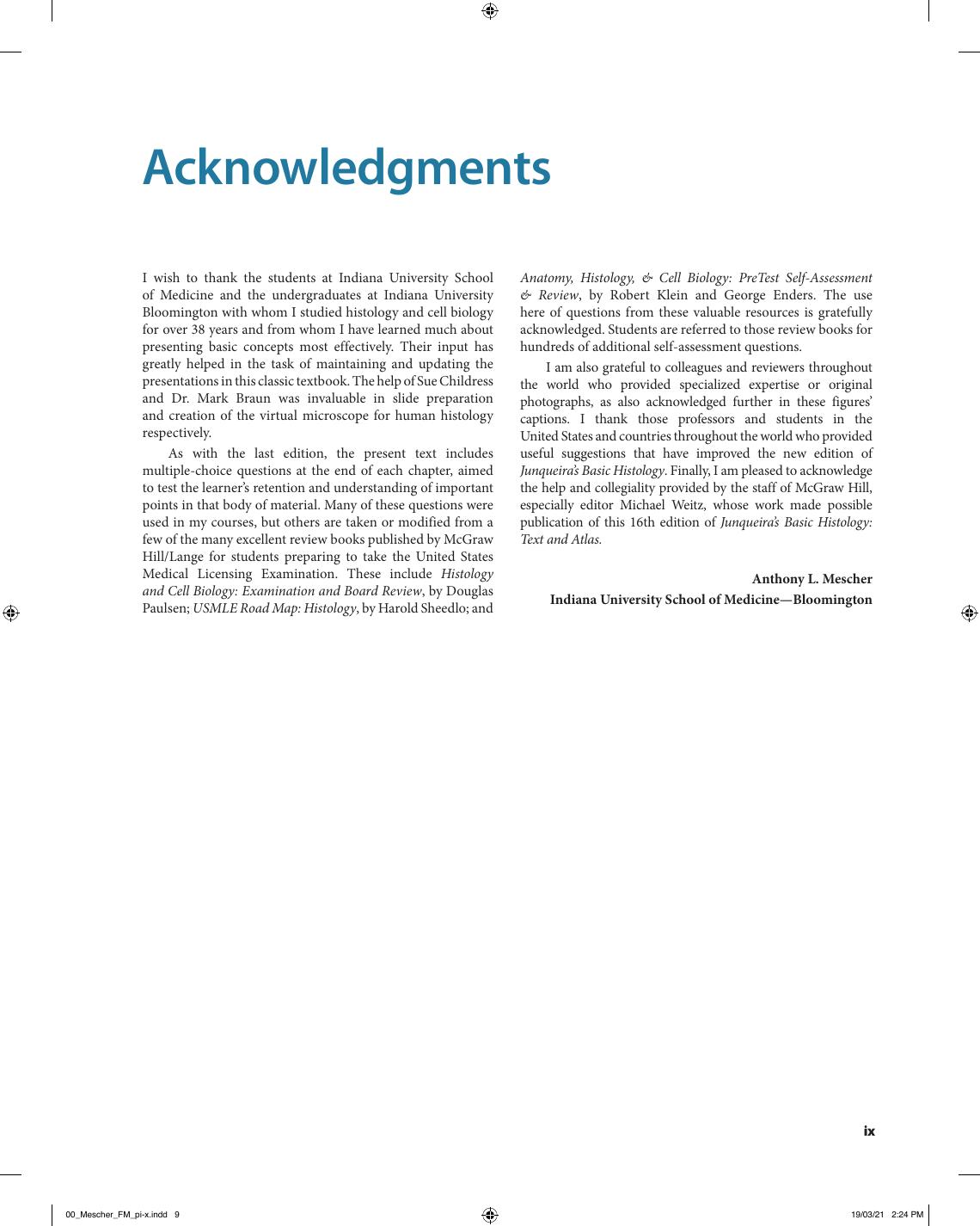 Preview page 10 of Junqueira's Basic Histology Text and Atlas 16th Edition By Anthony Mescher