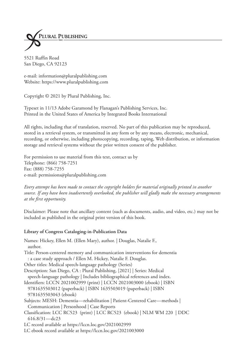 Preview page 5 of Person-Centered Memory and Communication Interventions for Dementia A Case Study Approach 1st Edition By Ellen Hickey, N