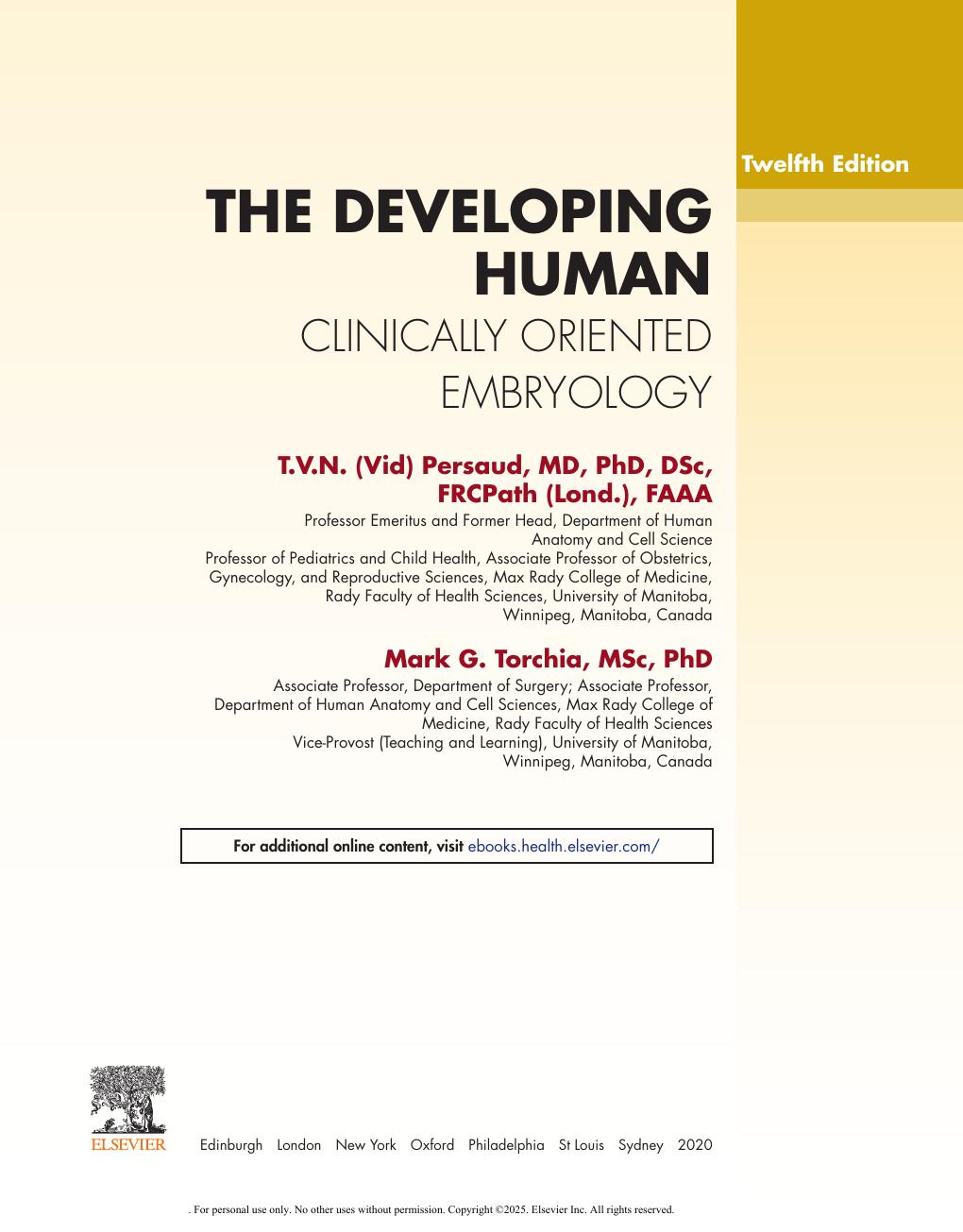 Preview page 4 of The Developing Human Clinically Oriented Embryology 12th Edition By Mark Torchia, T. V. N. Persaud