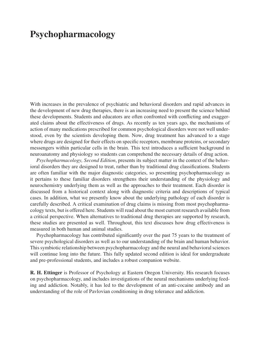 Preview page 2 of Psychopharmacology 2nd Edition by R. H. Ettinger