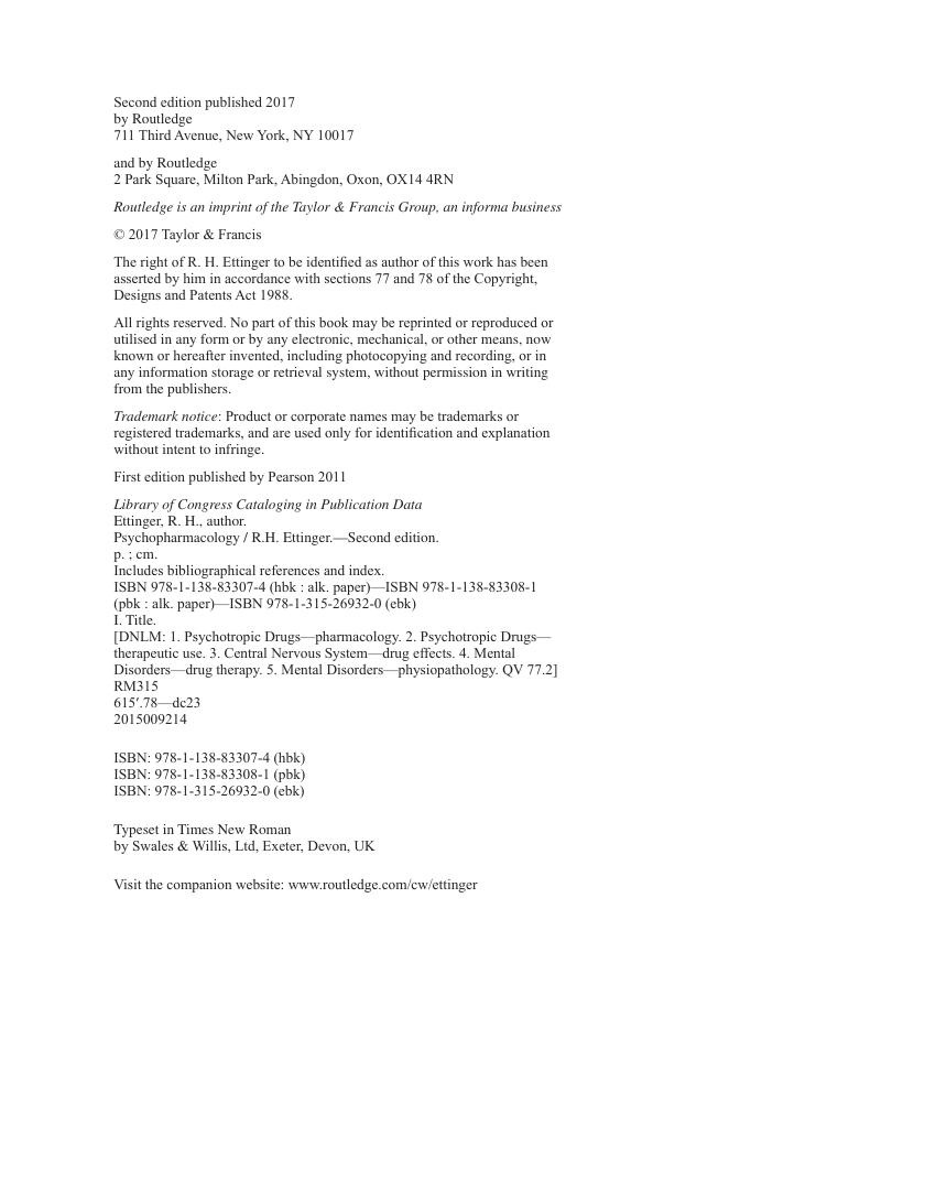 Preview page 5 of Psychopharmacology 2nd Edition by R. H. Ettinger