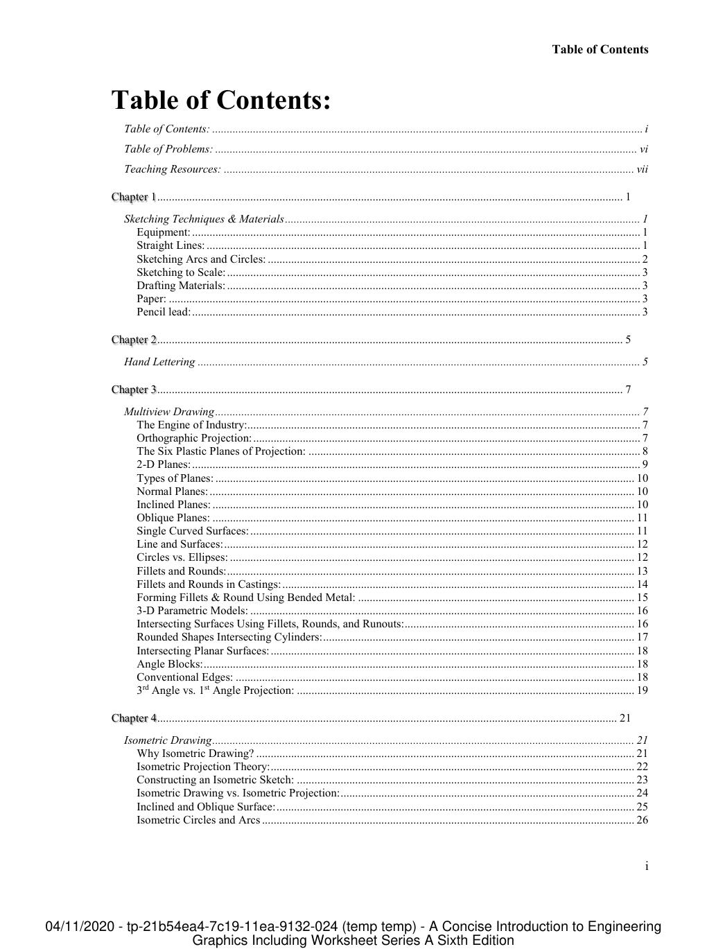 Preview page 4 of A Concise Introduction to Engineering Graphics Including Worksheet Series A 6th Edition By Timothy Sexton