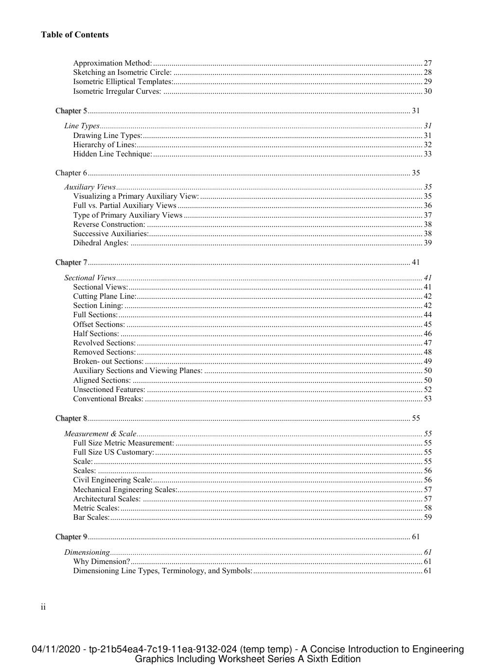 Preview page 5 of A Concise Introduction to Engineering Graphics Including Worksheet Series A 6th Edition By Timothy Sexton