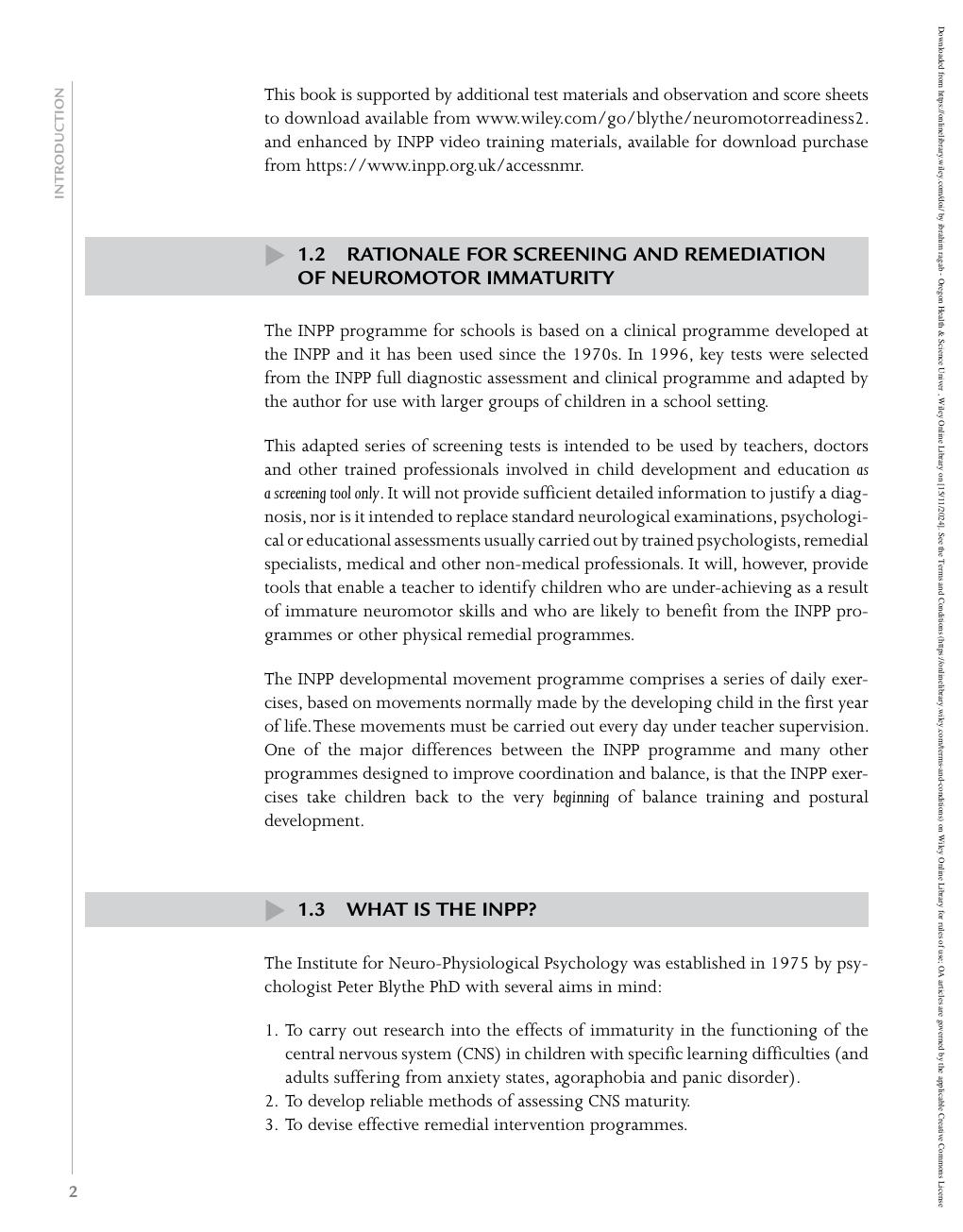 Preview page 10 of Assessing Neuromotor Readiness for Learning The INPP Developmental Screening Test and School Intervention Programme 2nd