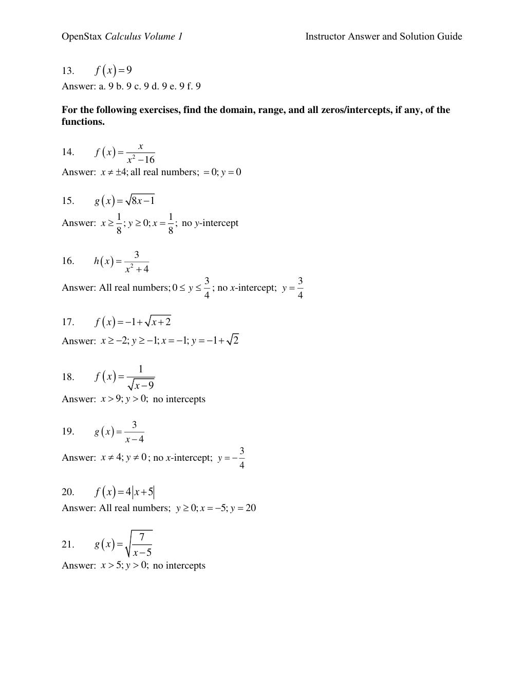 Preview page 4 of Instructor Answer and Solution Guide OpenStax Calculus Volume 1 All Chapters 1 - 6