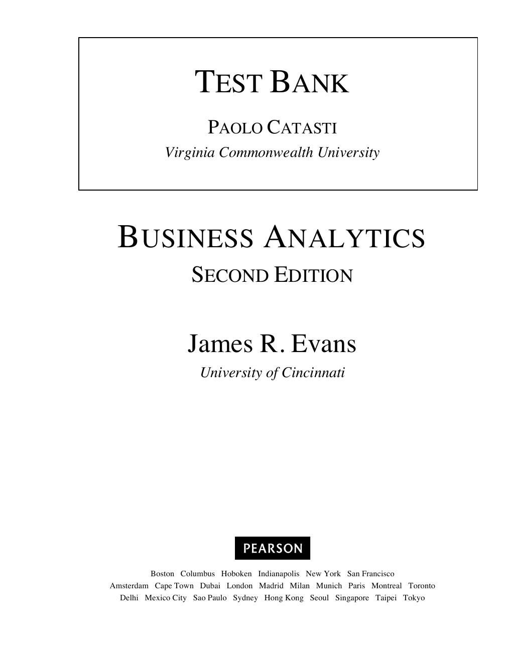Preview page 2 of Test Bank For Business Analytics 2nd Edition By James R. Evans