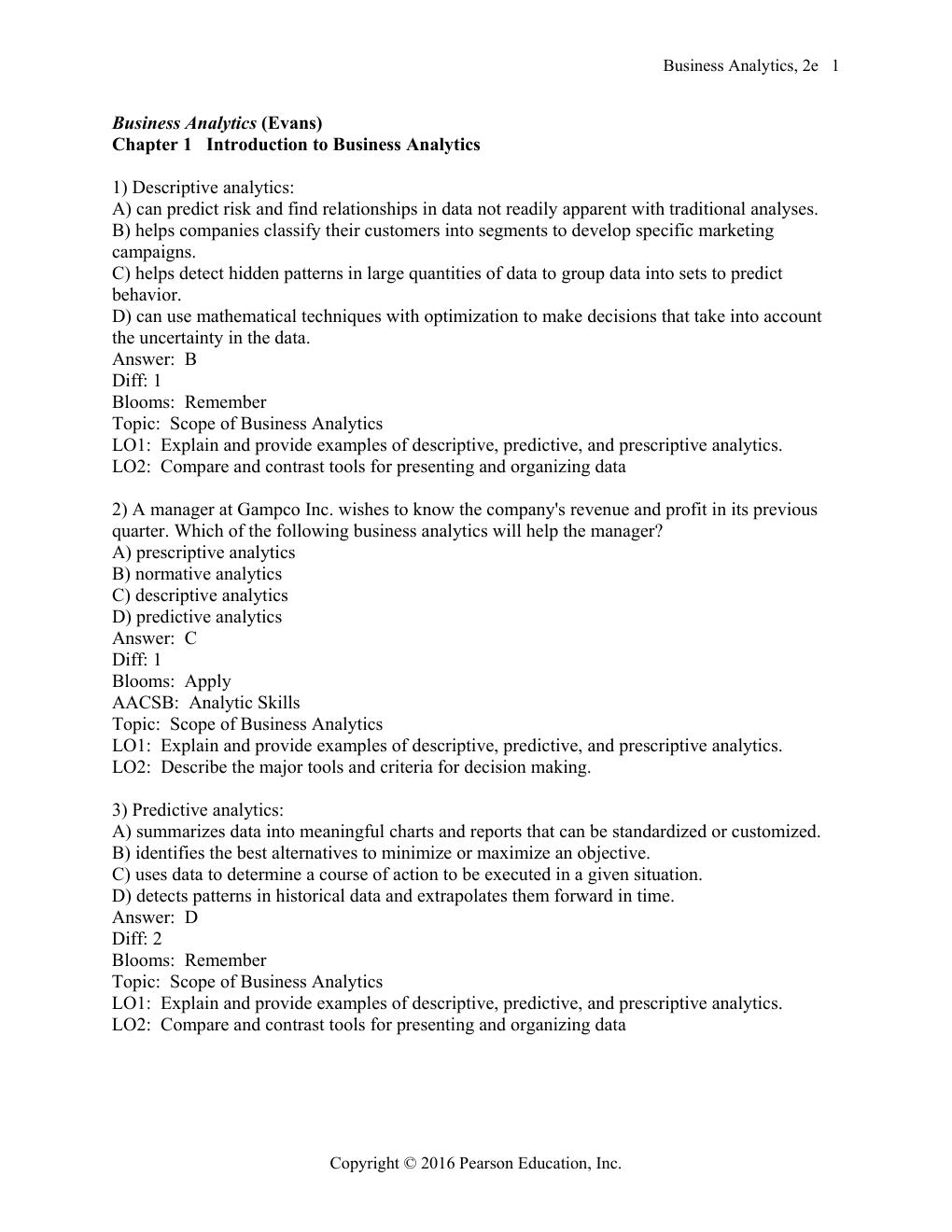Preview page 4 of Test Bank For Business Analytics 2nd Edition By James R. Evans