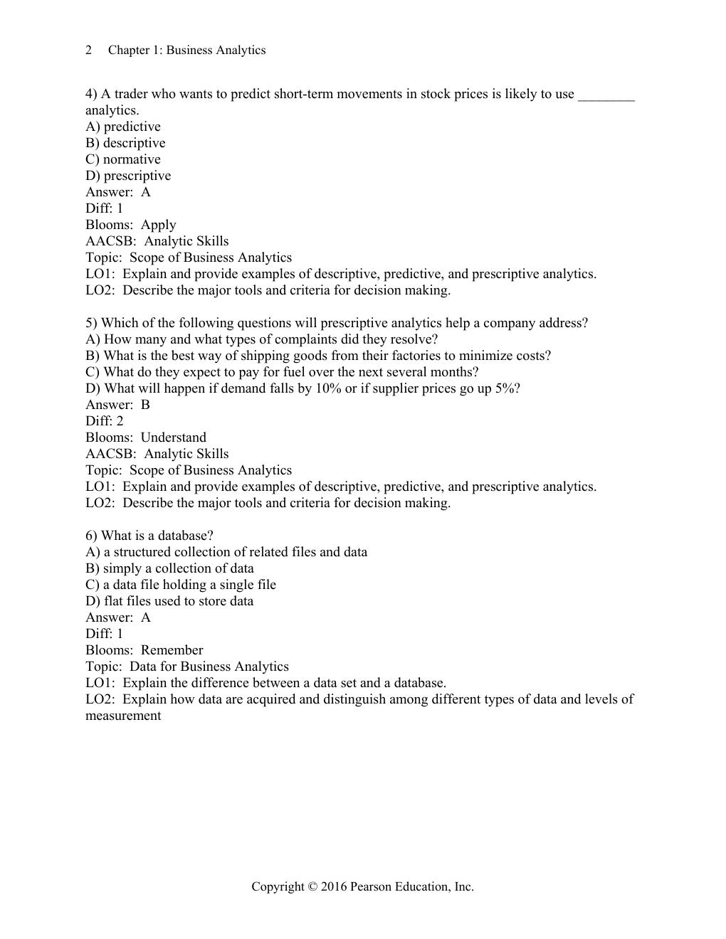 Preview page 5 of Test Bank For Business Analytics 2nd Edition By James R. Evans