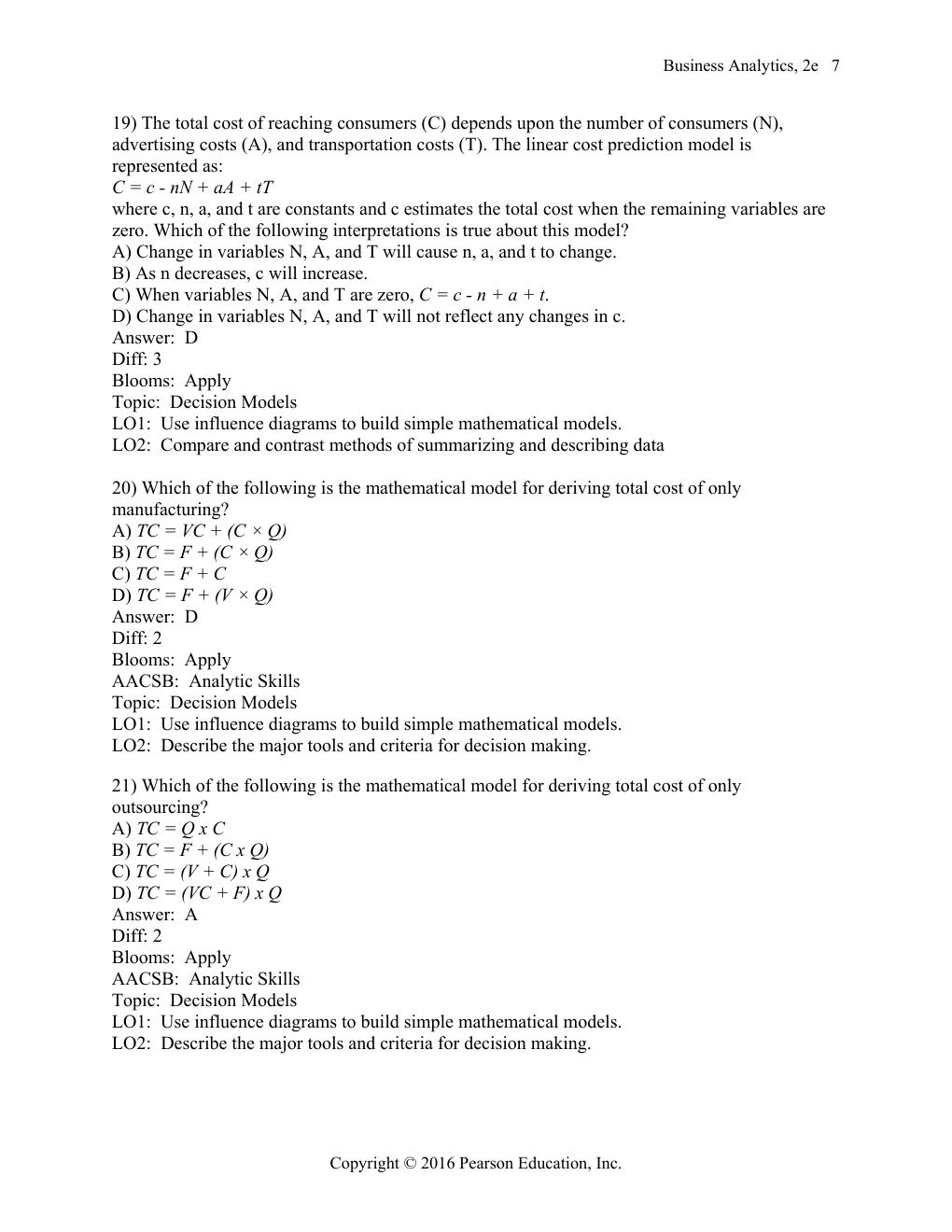 Preview page 10 of Test Bank For Business Analytics 2nd Edition By James R. Evans