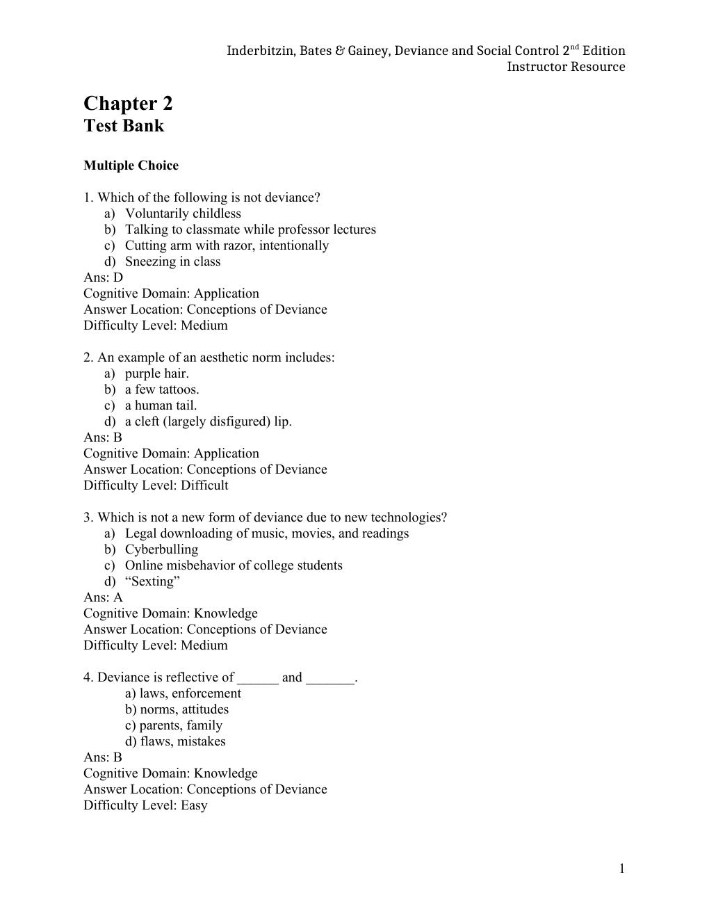 Preview page 7 of Test Bank &  Solution Manual For Deviance and Social Control 2nd Edition By Inderbitzin, Bates & Gainey,