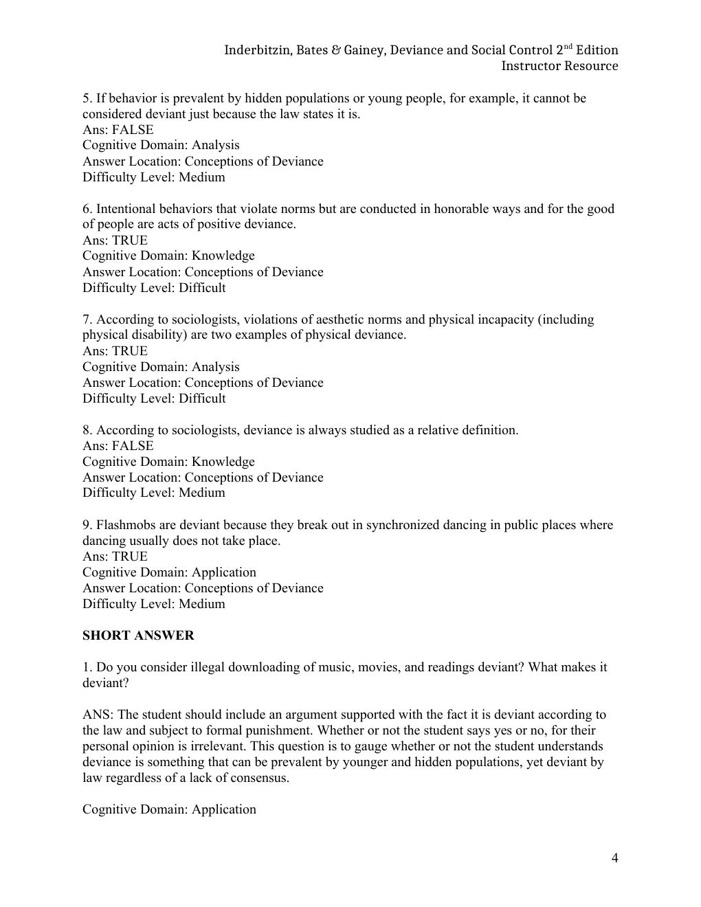 Preview page 10 of Test Bank &  Solution Manual For Deviance and Social Control 2nd Edition By Inderbitzin, Bates & Gainey,