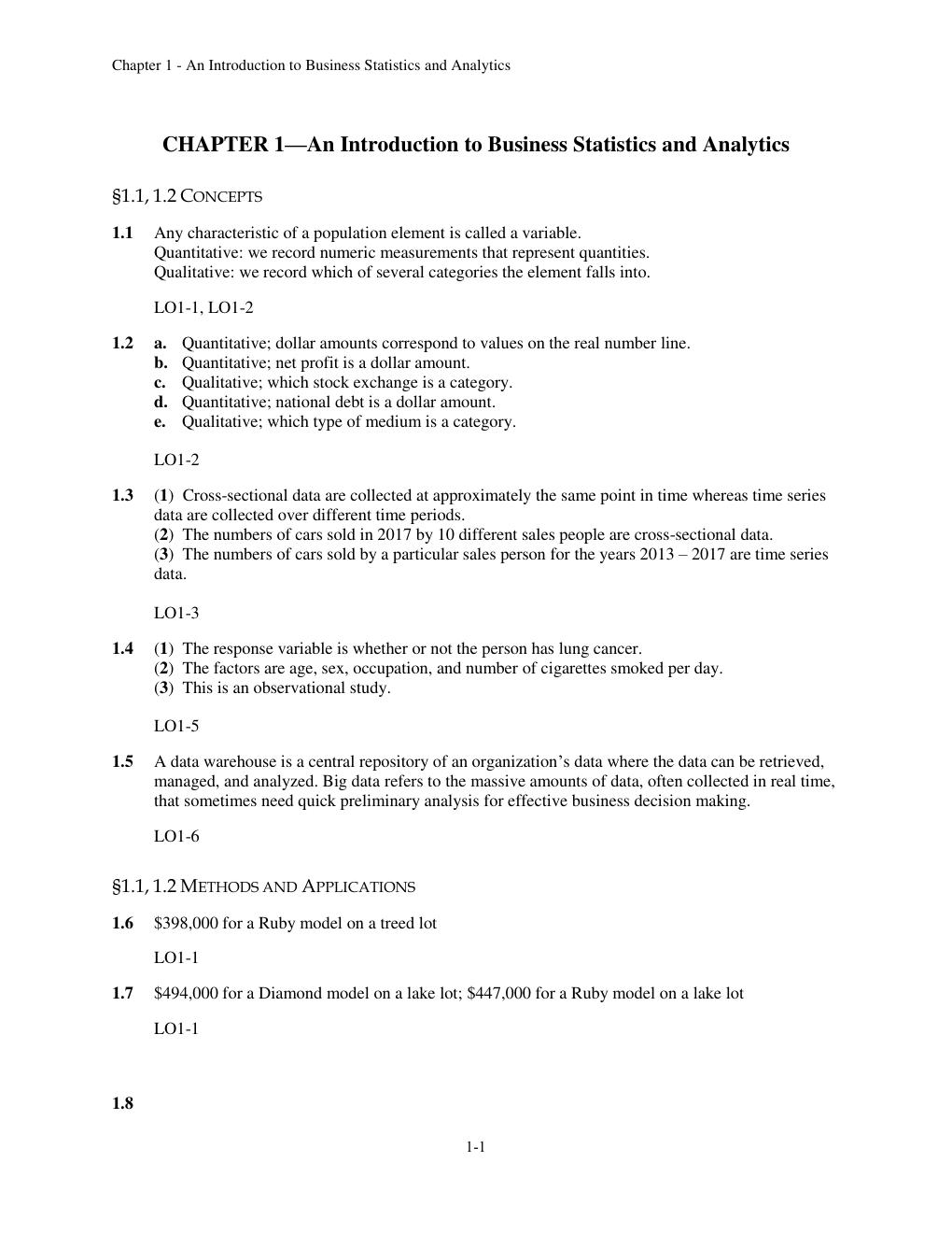 Preview page 2 of Solution Manual For Business Statistics and Analytics in Practice  9th Edition by Bruce L. Bowerman All Chapters 1- 20