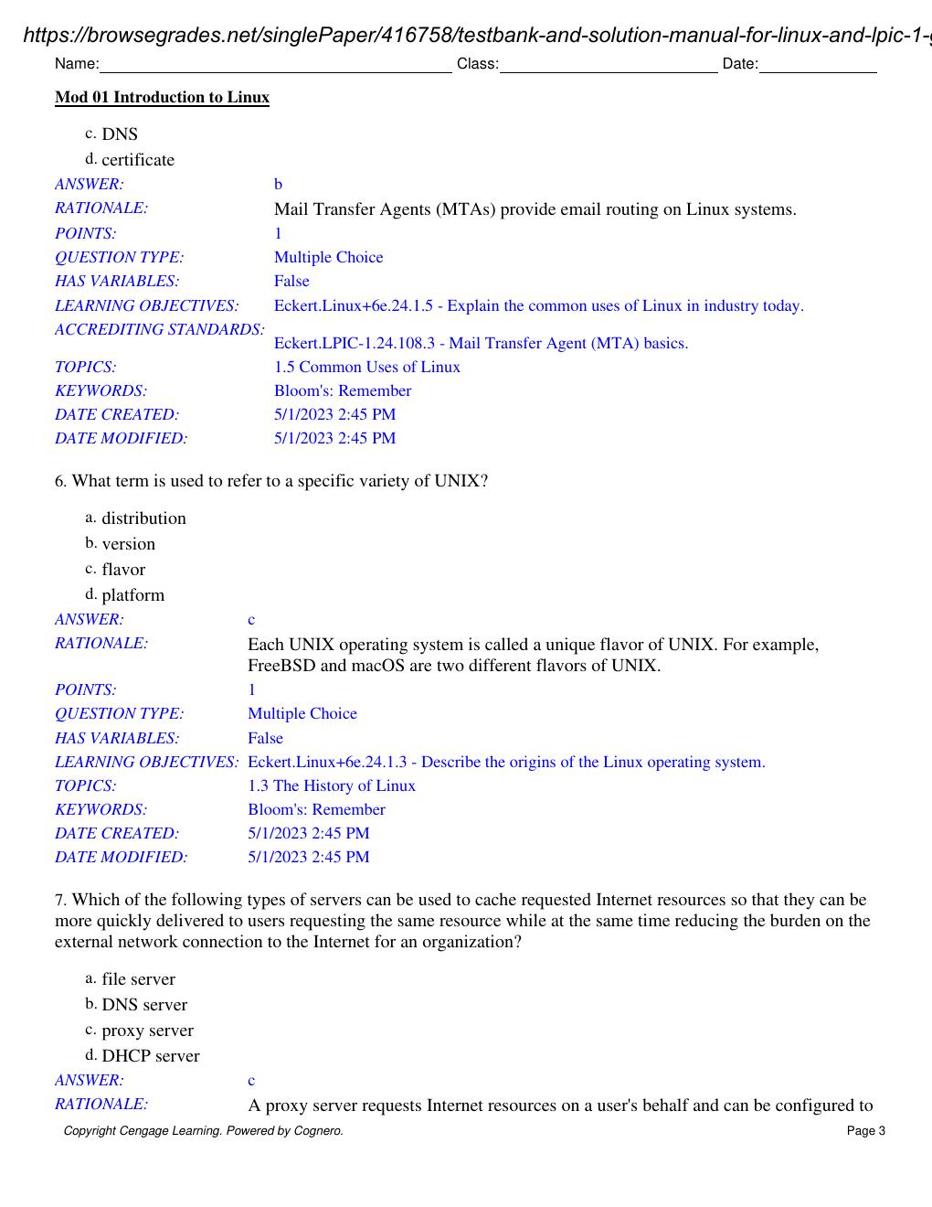Preview page 4 of Test Bank & Solution Manual for Linux and Lpic - 1 Guide to Linux Certification 6th Edition By Jason Eckert Stamped