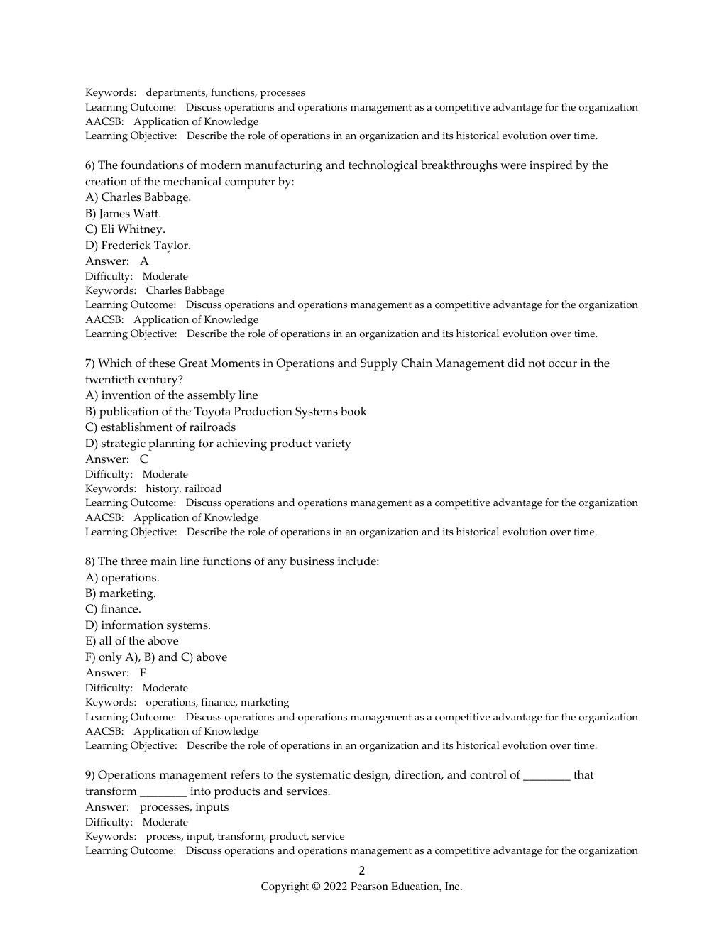 Preview page 2 of Test Bank for Operations Management Processes and Supply Chains, 13th edition Krajewski Chapter 1-15