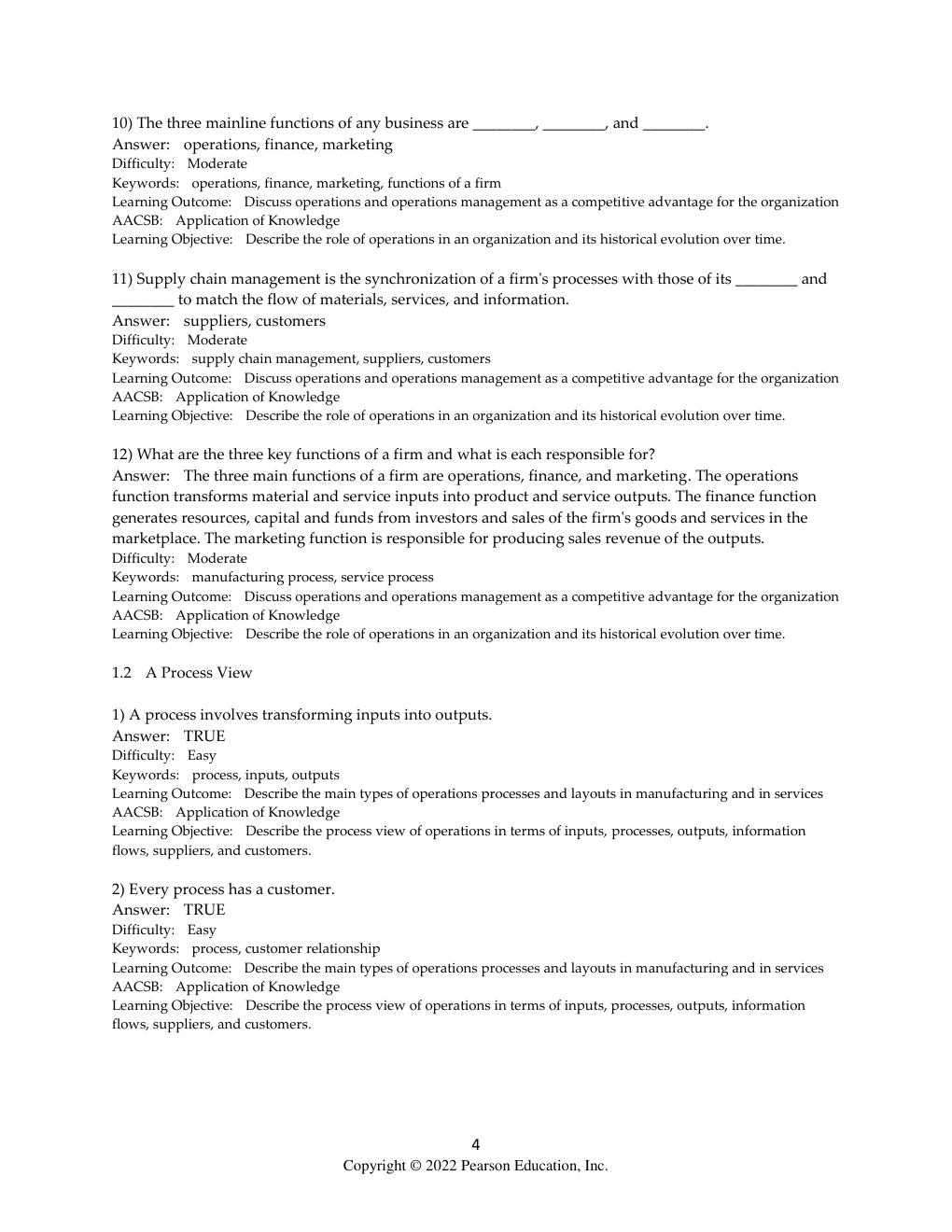 Preview page 4 of Test Bank for Operations Management Processes and Supply Chains, 13th edition Krajewski Chapter 1-15