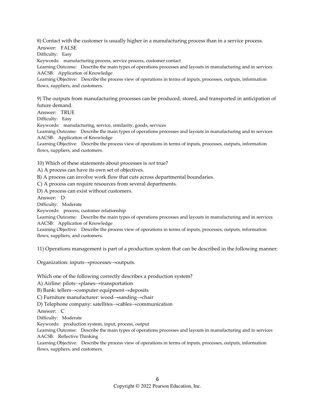 Preview page 6 of Test Bank for Operations Management Processes and Supply Chains, 13th edition Krajewski Chapter 1-15