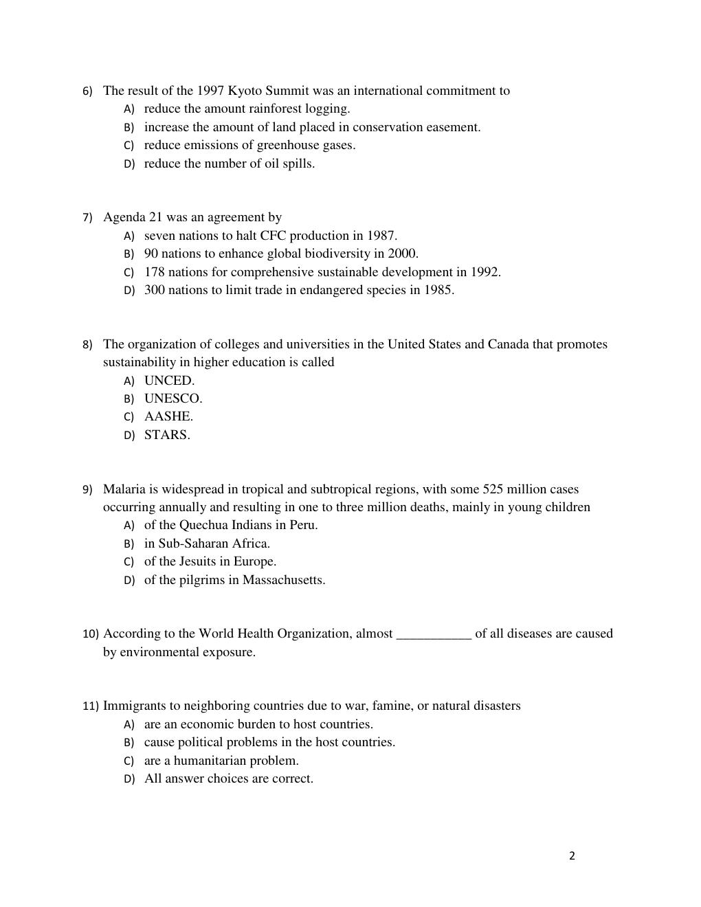 Preview page 2 of Test Bank For Environmental Science, 16th Edition By Eldon Enger, Bradley Smith, 9781260722239