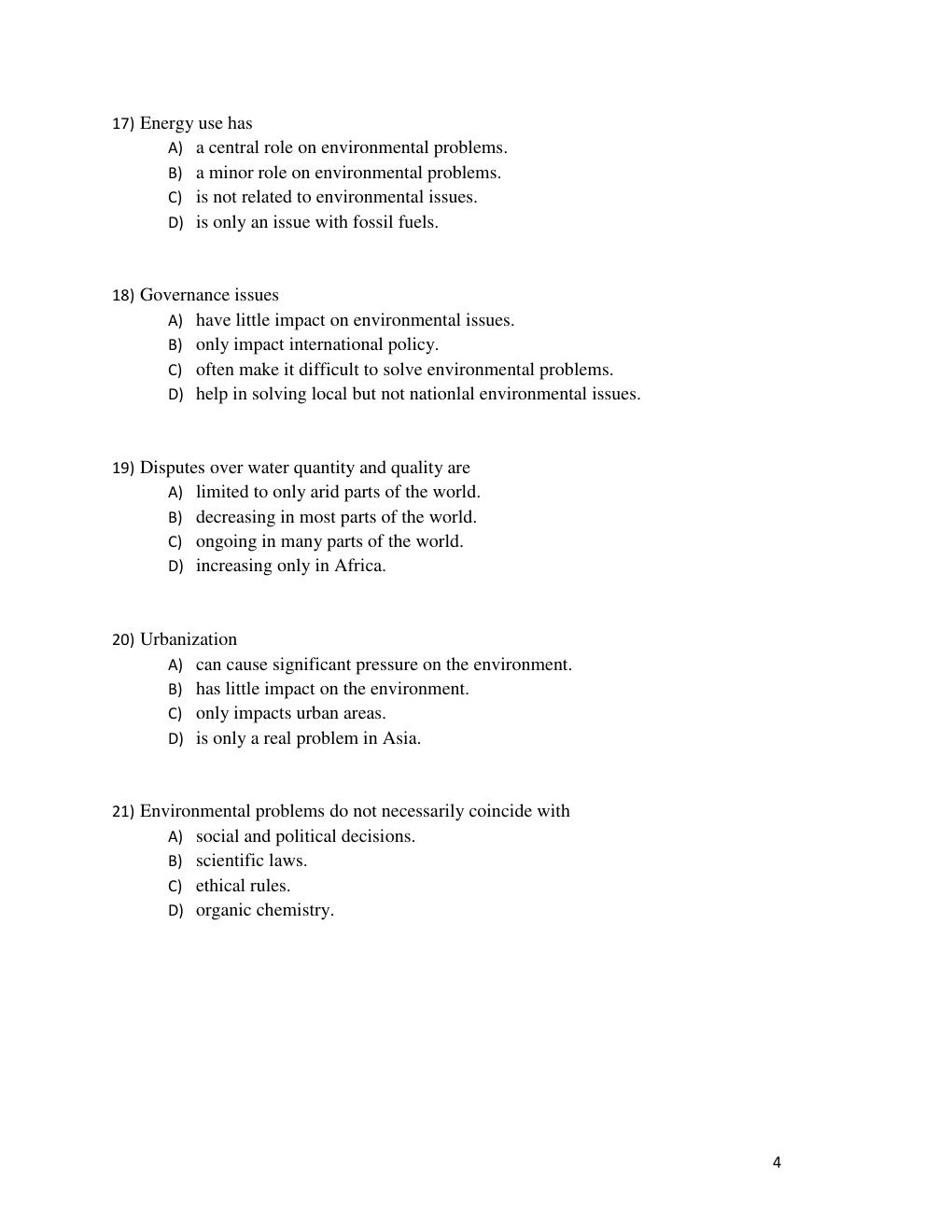 Preview page 4 of Test Bank For Environmental Science, 16th Edition By Eldon Enger, Bradley Smith, 9781260722239