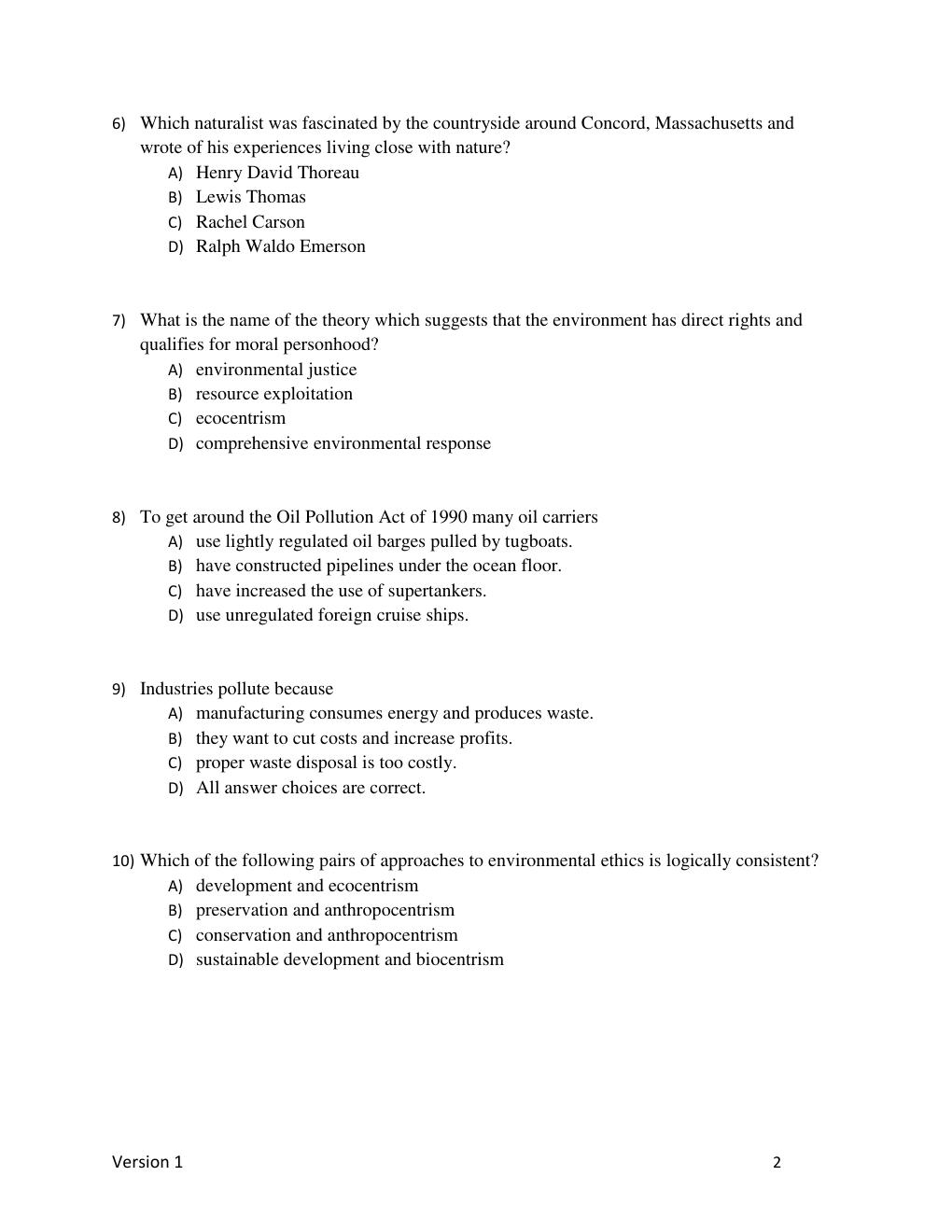 Preview page 8 of Test Bank For Environmental Science, 16th Edition By Eldon Enger, Bradley Smith, 9781260722239