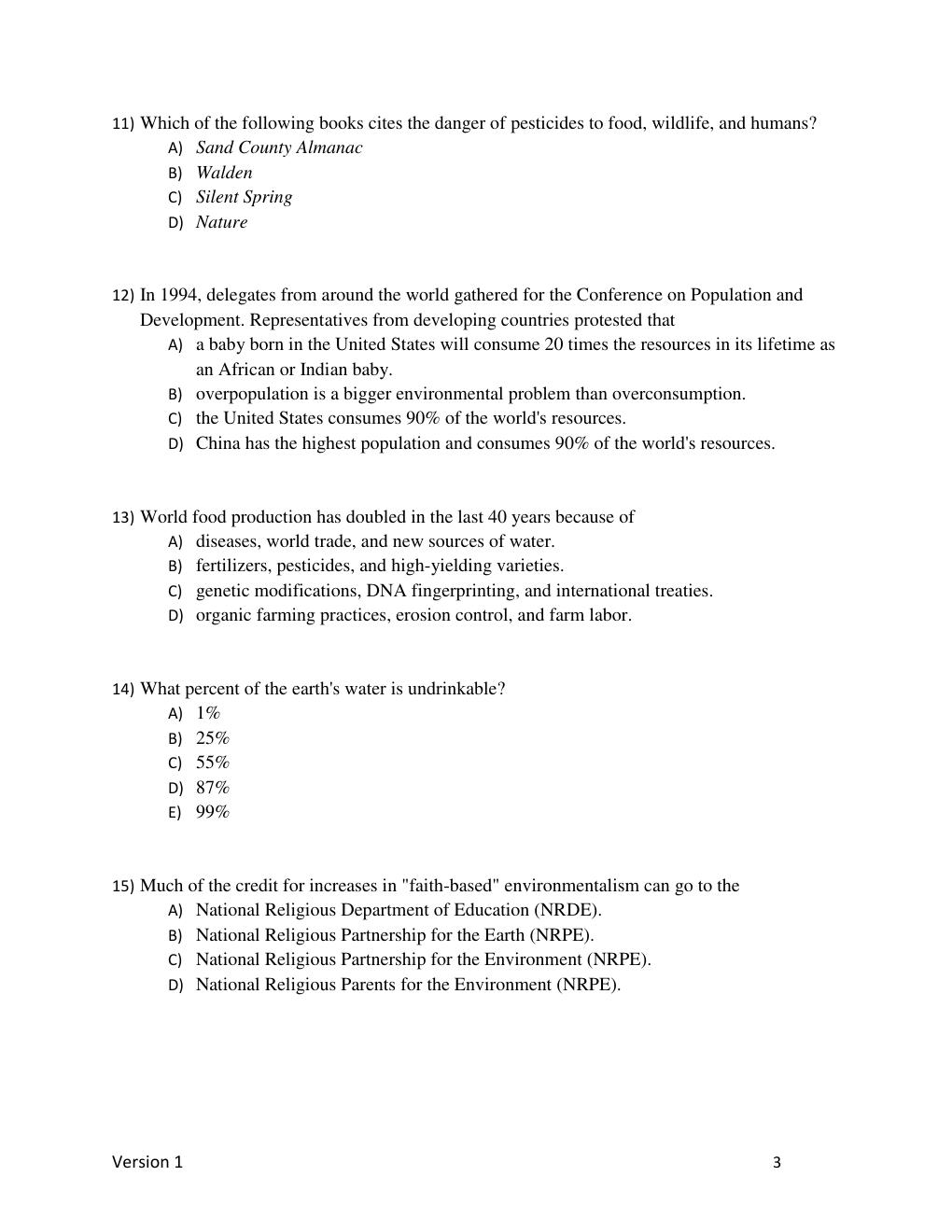 Preview page 9 of Test Bank For Environmental Science, 16th Edition By Eldon Enger, Bradley Smith, 9781260722239