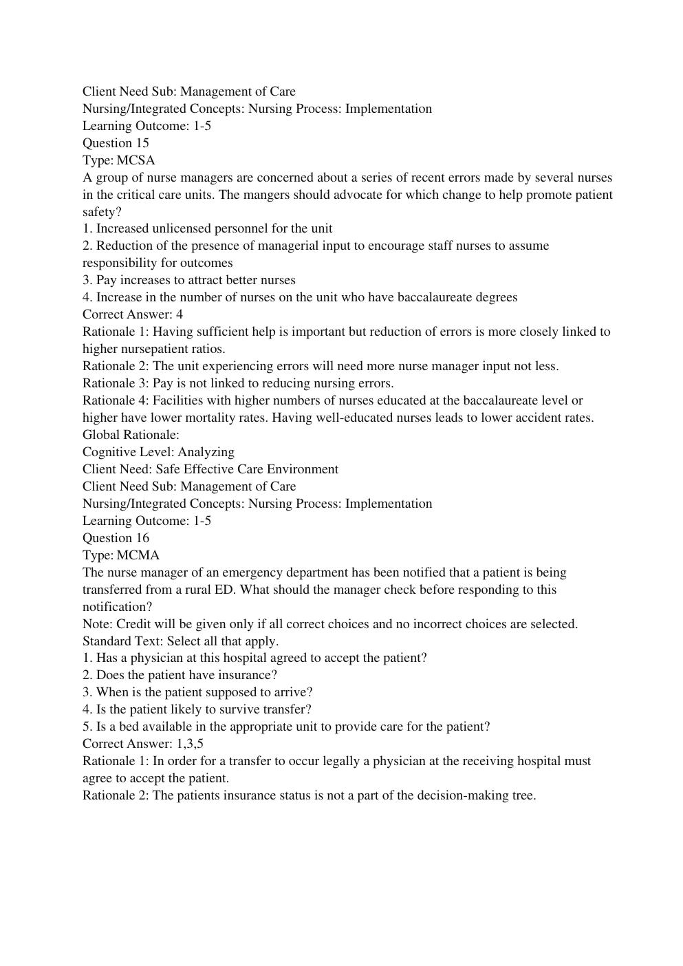 Preview page 9 of Test bank for High Acuity Nursing 7th Edition Wagner Pierce Welsh