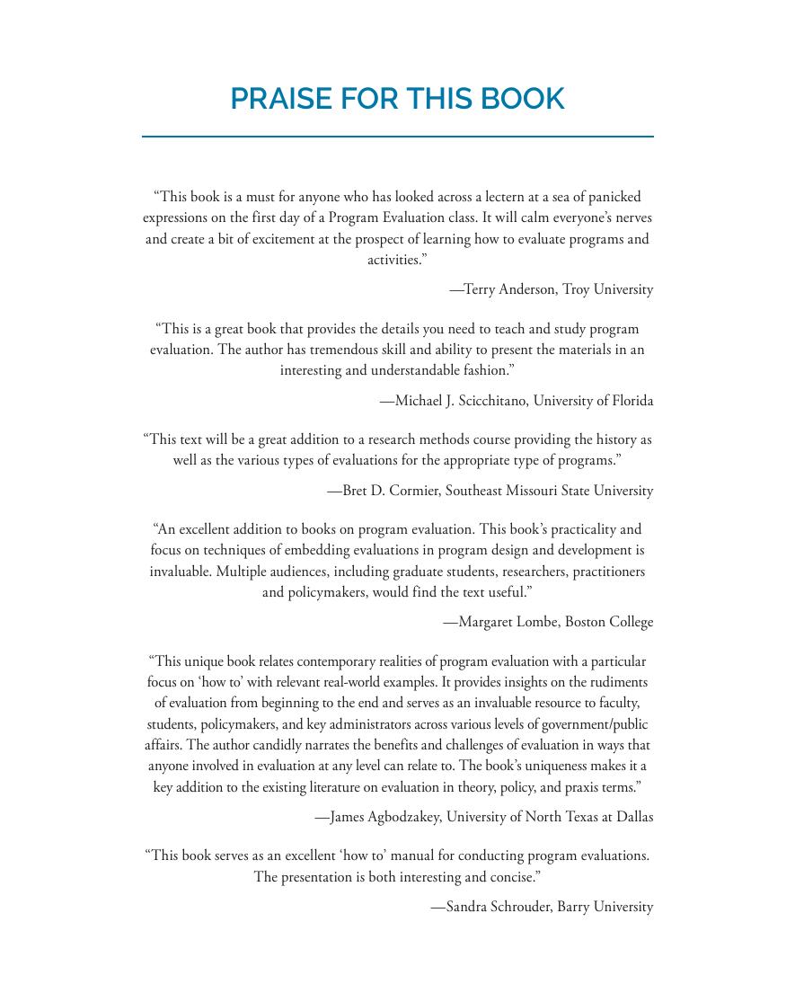 Preview page 2 of Program Evaluation Embedding Evaluation into Program Design and Development 1st Edition by Susan Giancola