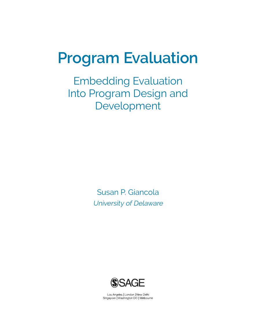 Preview page 6 of Program Evaluation Embedding Evaluation into Program Design and Development 1st Edition by Susan Giancola