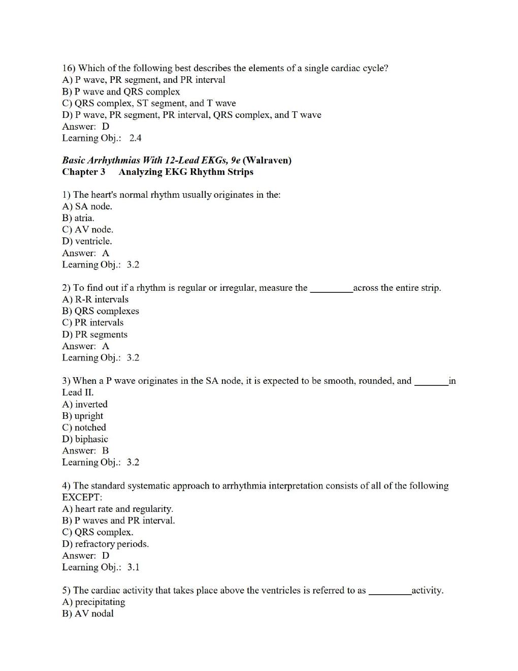 Preview page 7 of TEST BANK FOR Basic Arrhythmias, 9th Edition by Gail Walraven