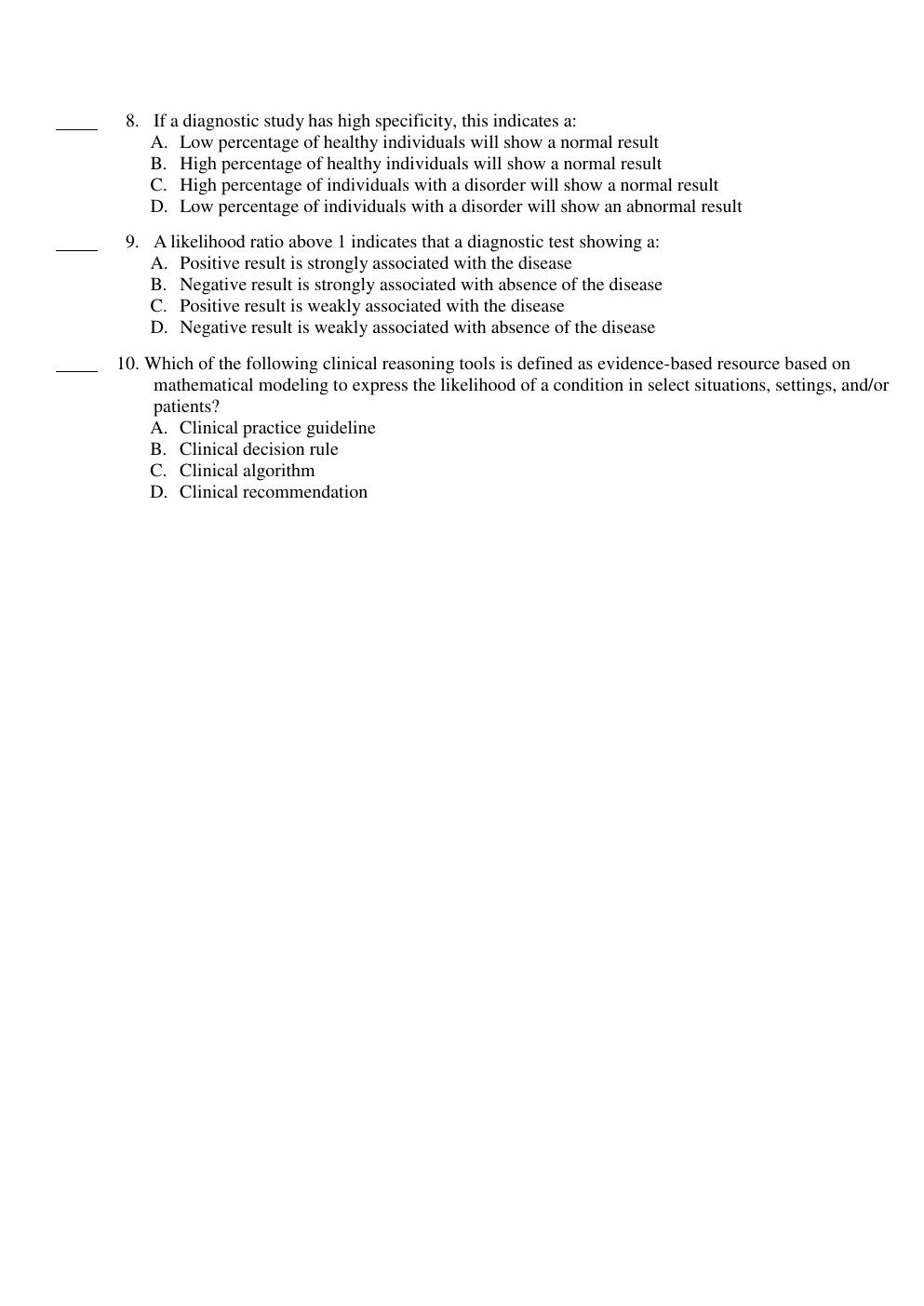 Preview page 3 of TEST BANK FOR ADVANCED ASSESSMENT INTERPRETING FINDINGS AND FORMULATING DIFFERENTIAL DIAGNOSES 5th Edition Mary Jo Gools
