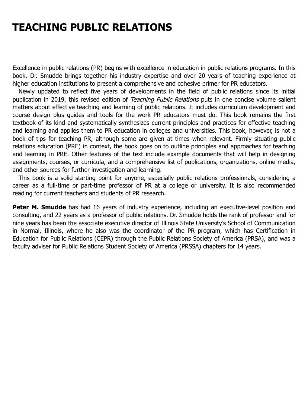 Preview page 4 of (EPUB) eBook Teaching Public Relations 1st Edition By Peter M. Smudde
