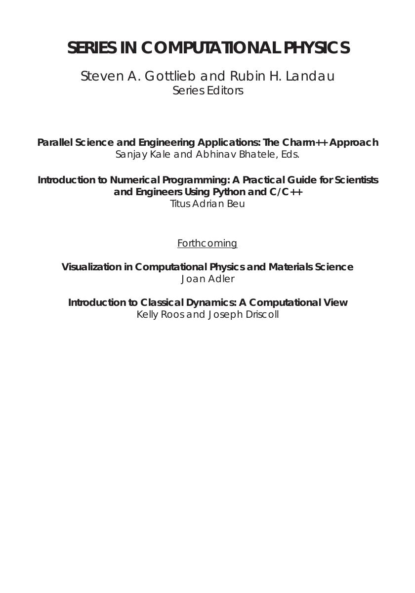 Preview page 3 of Introduction to Numerical Programming A Practical Guide for BY Titus A Beu