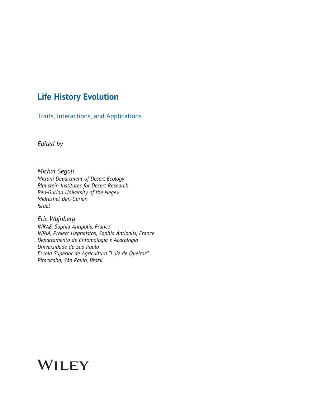 Preview page 5 of Life History Evolution By Michal Segoli, Eric Wajnberg